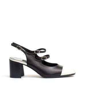 Carel Paris Slingback Straps Black And Cream Heel 80 Mm - NWT